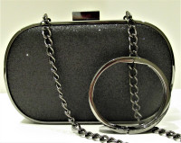 NEW, GLISTENING CHARCOAL CLUTCH & MATCHING BANGLE