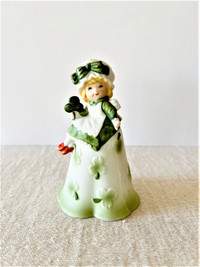 ST PATRICK'S DAY PORCELAIN BELL WITH GIRL AND SHAMROCKS