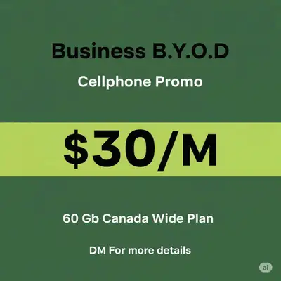 Business B.Y.O.D Cellphone promo $30 for 60 Gb Data, View more