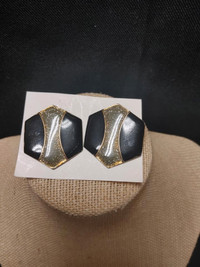 Black & Gold Tone Sparkle Earrings