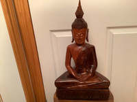Antique/Vintage Hand Carved Rosewood Seated Buddha Sculpture