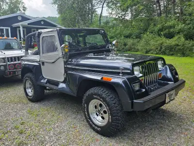 ***COLLECTION * RARE * UNIQUE *** JEEP YJ WRANGLER RENEGADE 1992 Bleu acier (repeint en 2018) intéri...