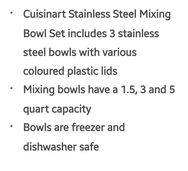 Cuisinart mixing bowls  in Kitchen & Dining Wares in Truro