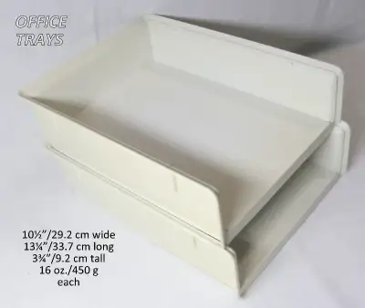 Office trays, open front, stackable, durable hard plastic, View more