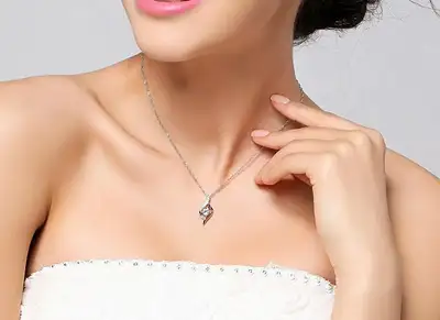Turquoise, or Clear Zircon Heart Pendant Necklace, View more