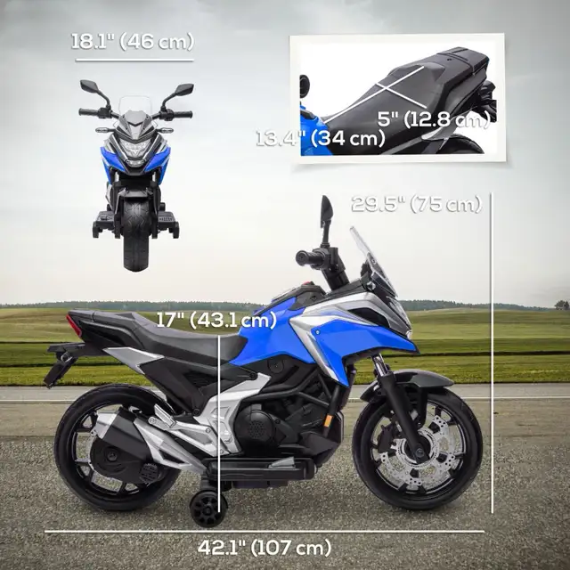 12V Ride on Motorbike for Kids with Headlights Music Training in Toys & Games in Markham / York Region - Image 3