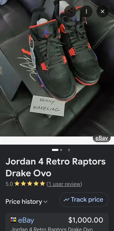 These Jordan 4 Retro Raptors Drake OVO sneakers are in excellent condition and come with their origi...