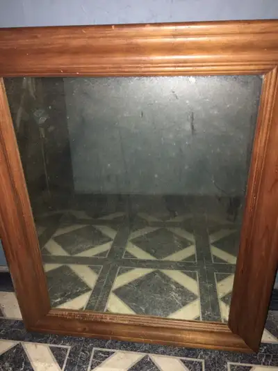 Heavy oak framed mirror, View more