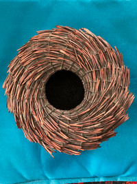 Red Pine Needle Circular Basket