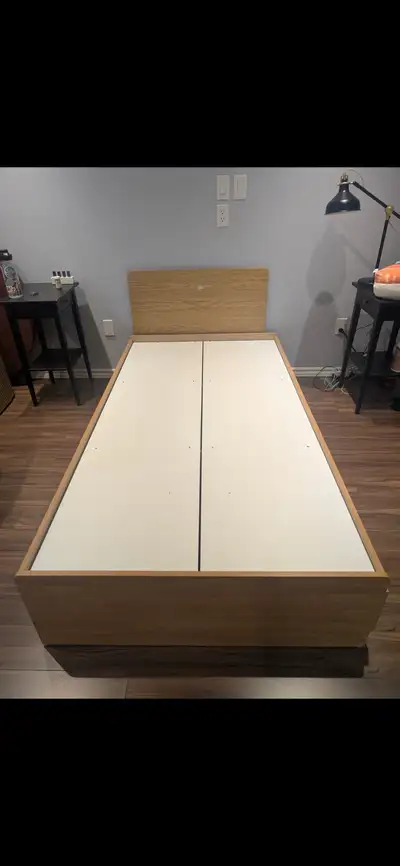 platform bed with three drawers / mattress, natural colour., View more
