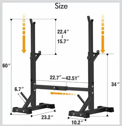 This adjustable squat rack stand is in gently used condition and is ready to help you hit your fitne...