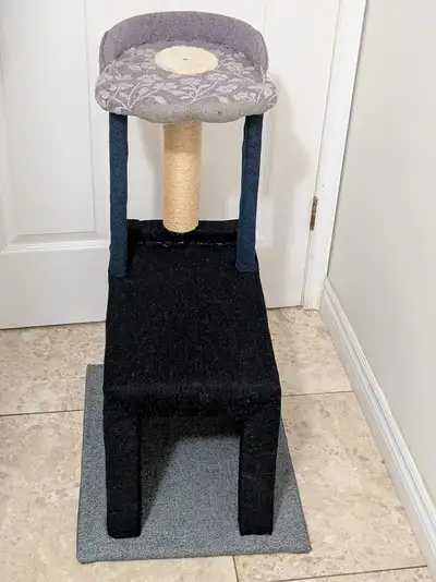 If it is here, still available. Brand New Cat Tree / Tower 28" High - Custom Designed. Asking $45.