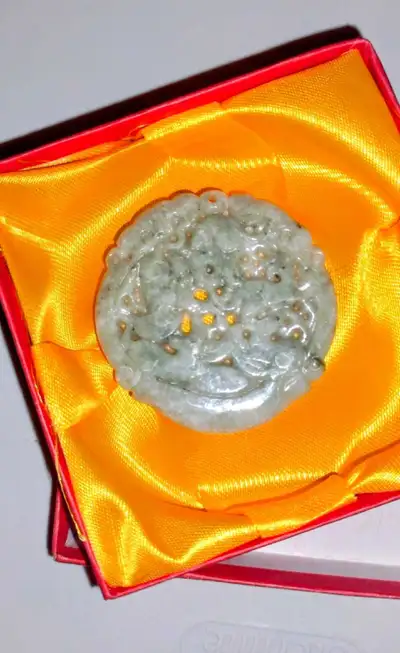 Light Green BURMESE JADE PENDANT Depicting  Mice at Play., View more