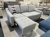 New! Thomasville Grey Fabric Sofa W Pullout Chaise