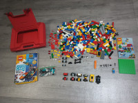 Over 650 Lego Blocks with Vehicles and Vintage Lego Container