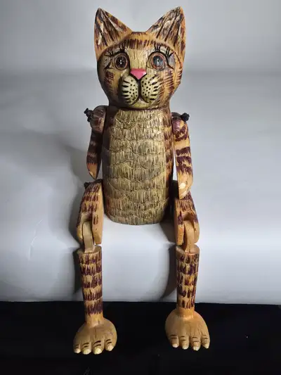 Purrfect Cat Hand Carved Statue Shelf Sitter, View more