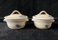 Pair of Studio Pottery Small Casserole Dishes, Signed Pothier