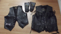 Ladies leather riding gloves and vests