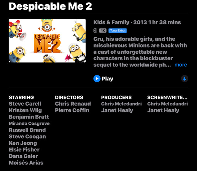 Despicable Me 2 Apple TV 4K UHD digital movie in CDs, DVDs & Blu-ray in Hamilton