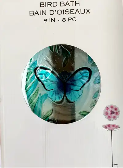 New Glass Butterfly Bird Bath, View more