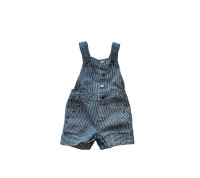 Young Hearts Baby Short Navy and White Striped Overalls 