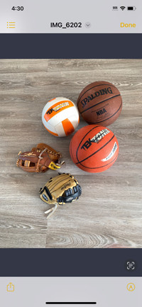 Baseball gloves and basketball 