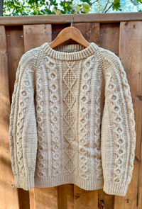 Irish "Aran Virgin Wool Sweater, Mens Large, From the Irish Shop
