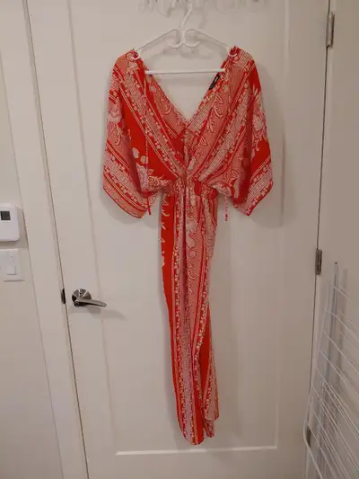 Red & white Long Kimono Dress - medium, View more