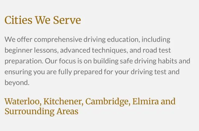 Driving Lessons and Road Test G, G2586461194182338566