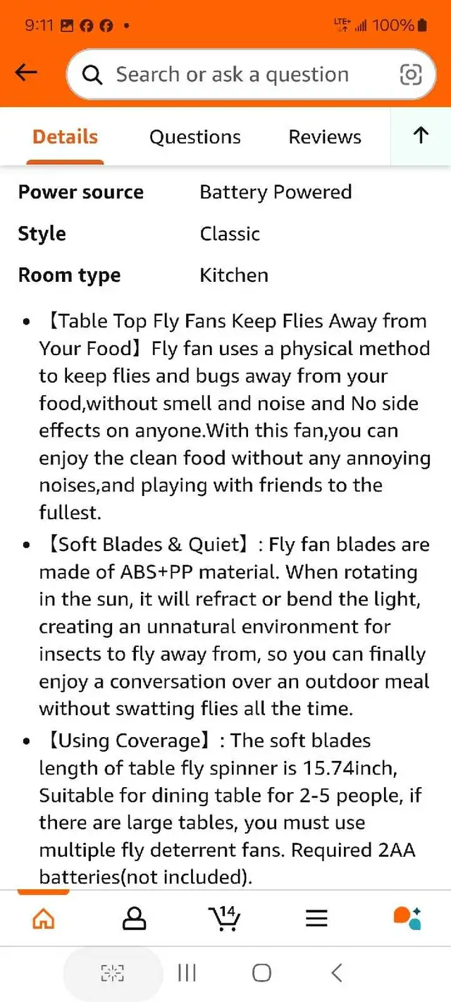 Jrrong 2 Pcs Picnic Fly Fans for Tables, Fly Repellent Fan Indoo in Fishing, Camping & Outdoors in Markham / York Region - Image 9