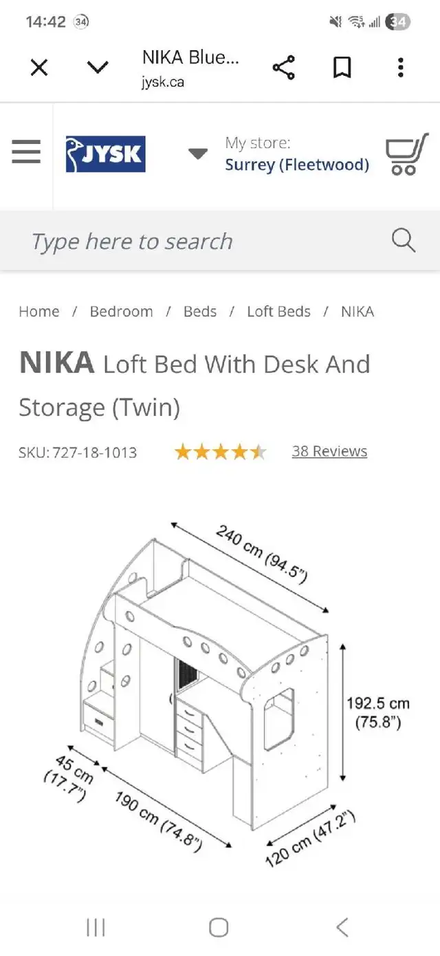 Kids loft bed with desk and storage in Beds & Mattresses in Cornwall - Image 9