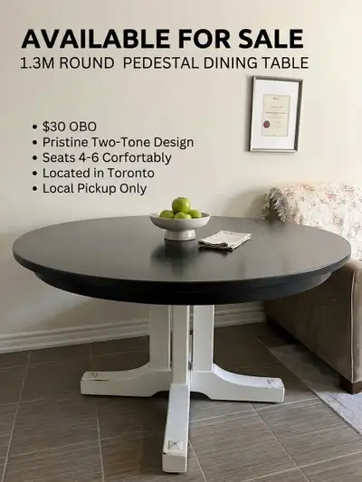 1.3m Round Pedestal Dining Table – Farmhouse / Modern Style, View more
