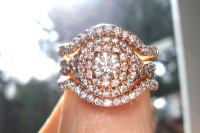 Neil Lane 14k Rose Gold ~ 1.5 CTW Diamond Wedding Rings