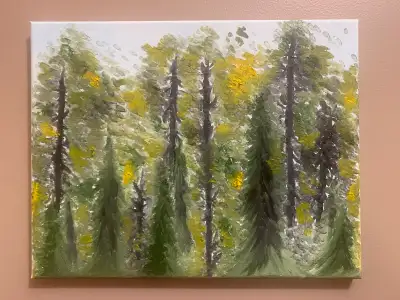This is a beautiful forest oil painting, perfect for adding a touch of nature to your home decor. Th...