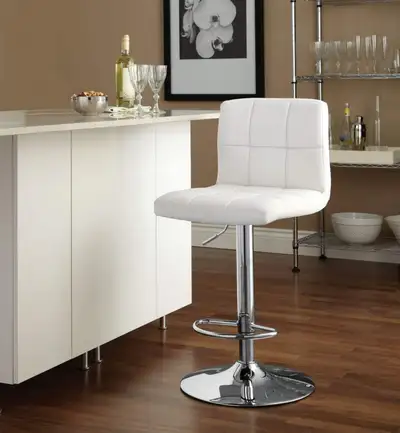 For Living Chrome & PU Tufted Leather Adjustable Bar Stool * NEW, View more