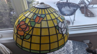 Vintage Yellow Tiffany Style Stained Glass Light Shade