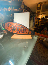 First Nations BC Paddle 44” Carving Handmade Art by Larry Campbe