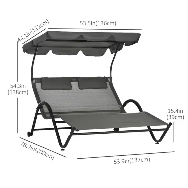 Double Outdoor Patio Chaise Lounge Chair, Patio Sun Lounger in Patio & Garden Furniture in Markham / York Region - Image 3
