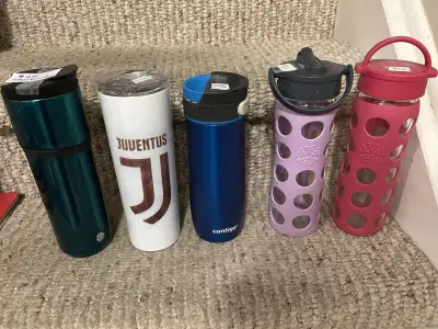 Water bottles, glass & stainless steel tumbler, View more