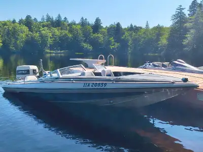 Checkmate Ski Boat 120 HP Johnson Outboard 80 km/h boat. Runs well. No trailer, however we can deliv...