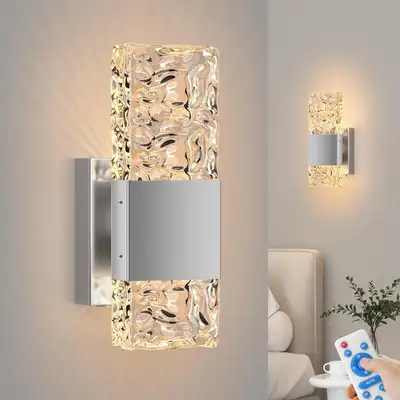 NEW: Battery Operated Silver Wall Sconce, View more