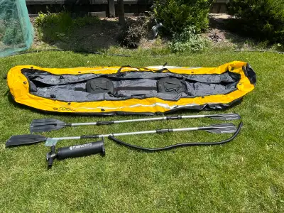 Inflatable 2 person Torbin Sport inflatable Kayak with removable seats/back rests Length: 10’1” / 30...
