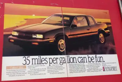 RETRO ORIG 1988 OLDSMOBILE CUTLASS CALAIS COUPE QUAD 4 CAR AD