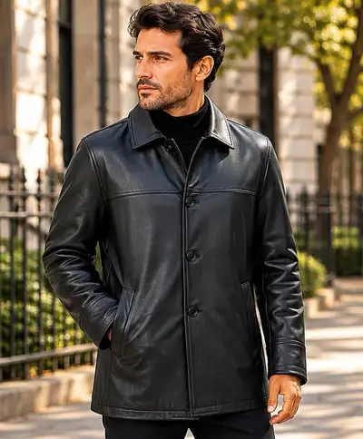 Men’s Premium Black Leather Jacket, View more