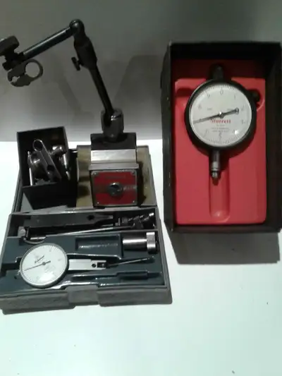 Starrett plunge indicator model 25-211 (.03 tir) Mitutoyo long arm indicator model 513-212 (.03 tir)...