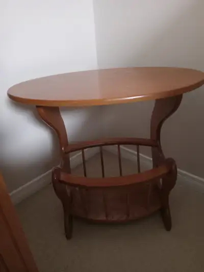 solid wood table with magazine rack, View more