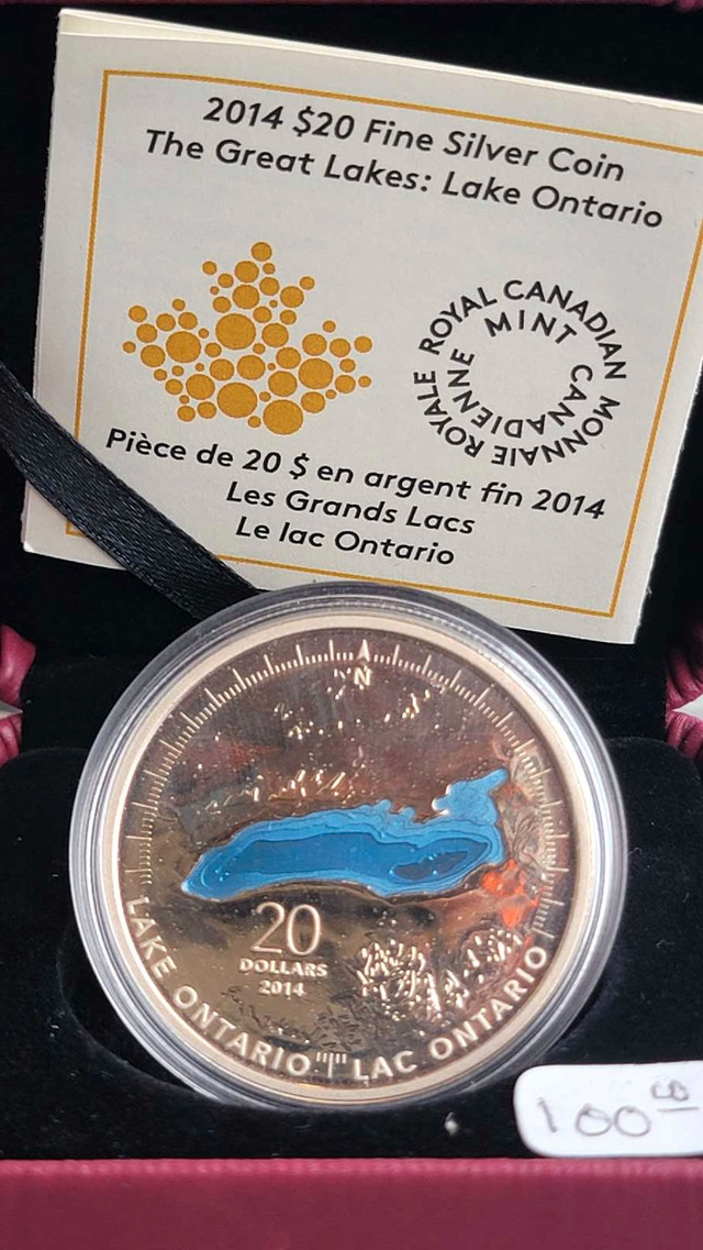 2014 $20 1 oz Fine Silver coin great lakes dans Art et objets de collection  à Ville de Montréal