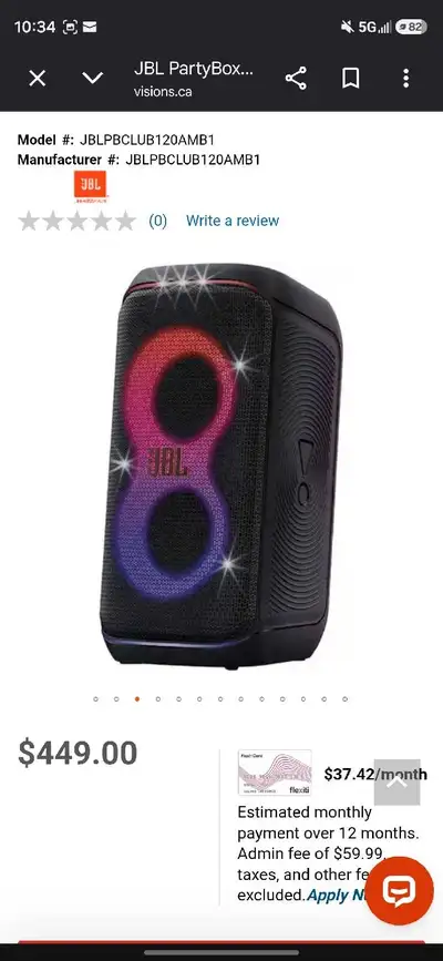JBL PartyBox Club 120 Portable Speaker( new in box, never used), View more