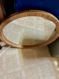 Structube big rattan/wicker round mirror
