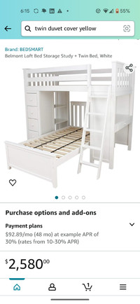 Bunk bed and desk/ storage combo.
